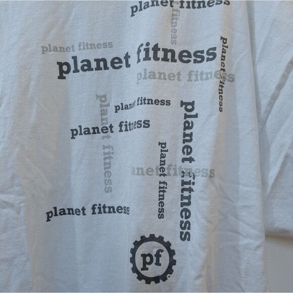 Planet Fitness T Shirt Employee Uniform White Spell Out Mens 3X - Picture 2 of 8